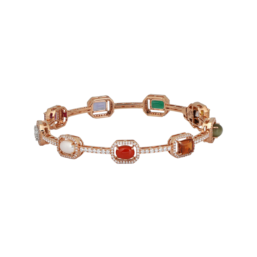 Diamond Navarathna Bangle Open Setting
