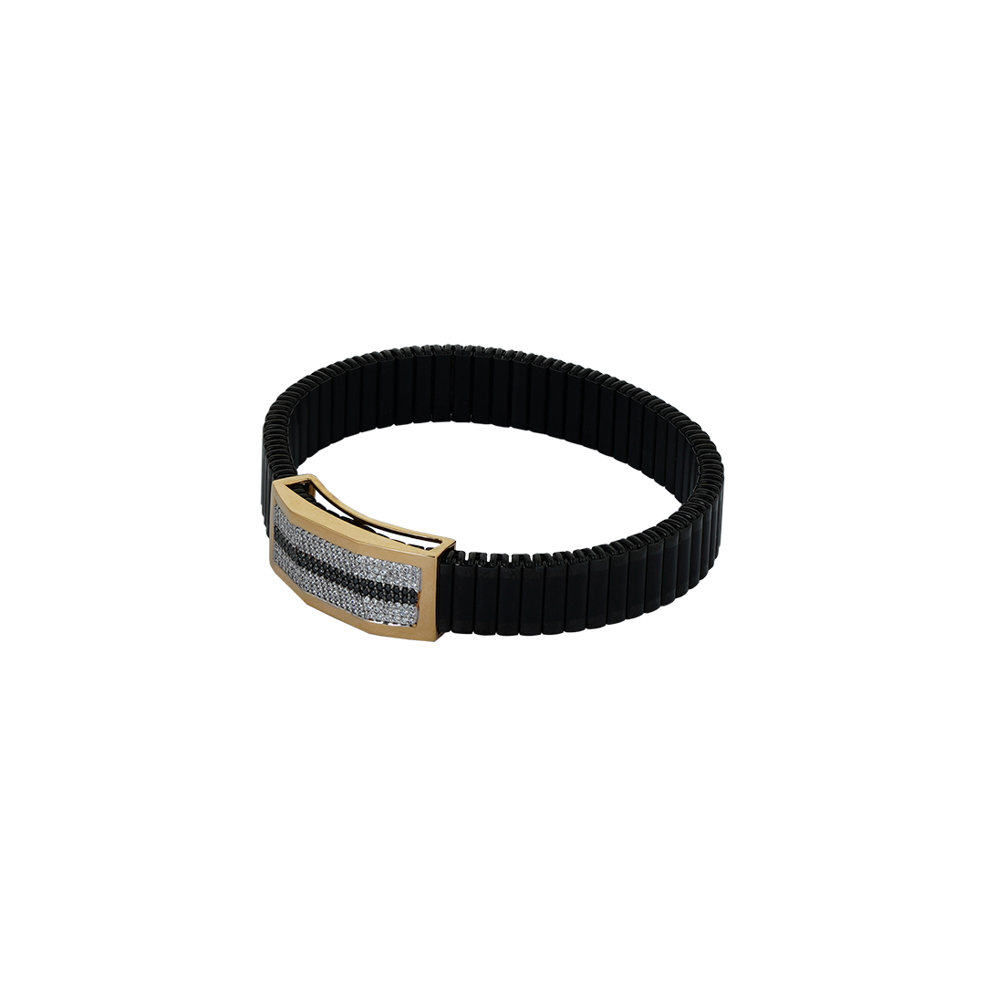 18kt Rose Gold Stone Bracelet with black belt