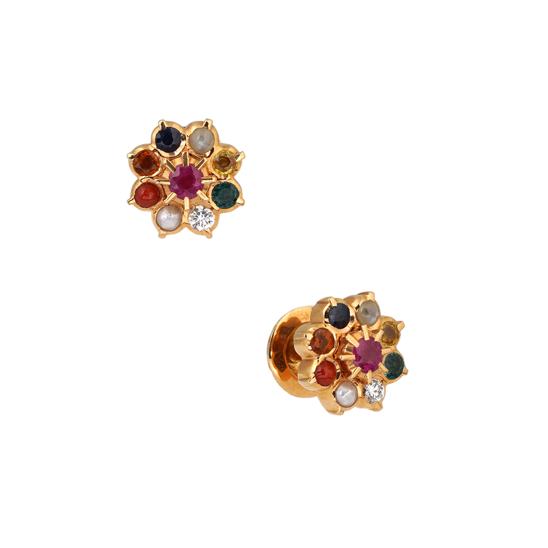 Diamond Navarathnam Earring Close setting