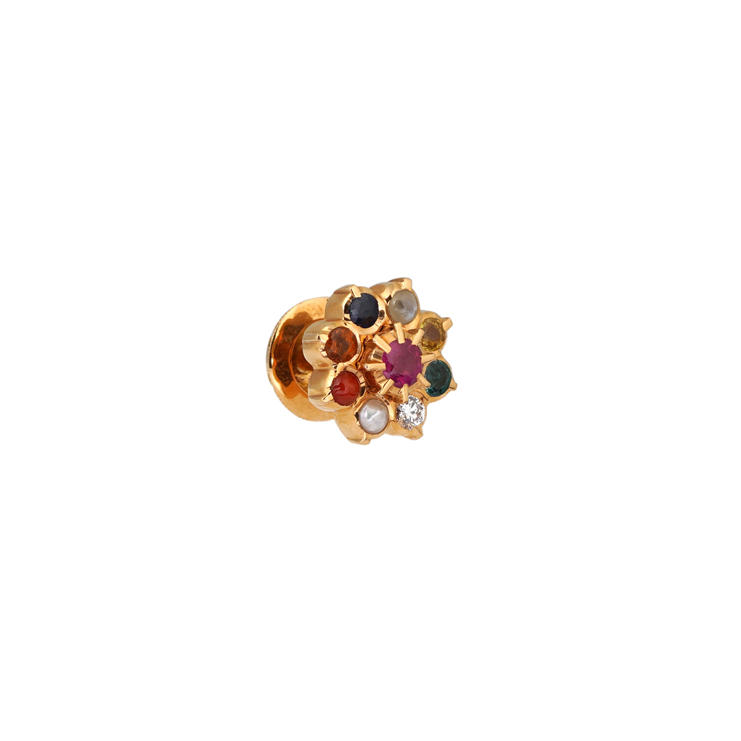 Diamond Navarathnam Earring Close setting