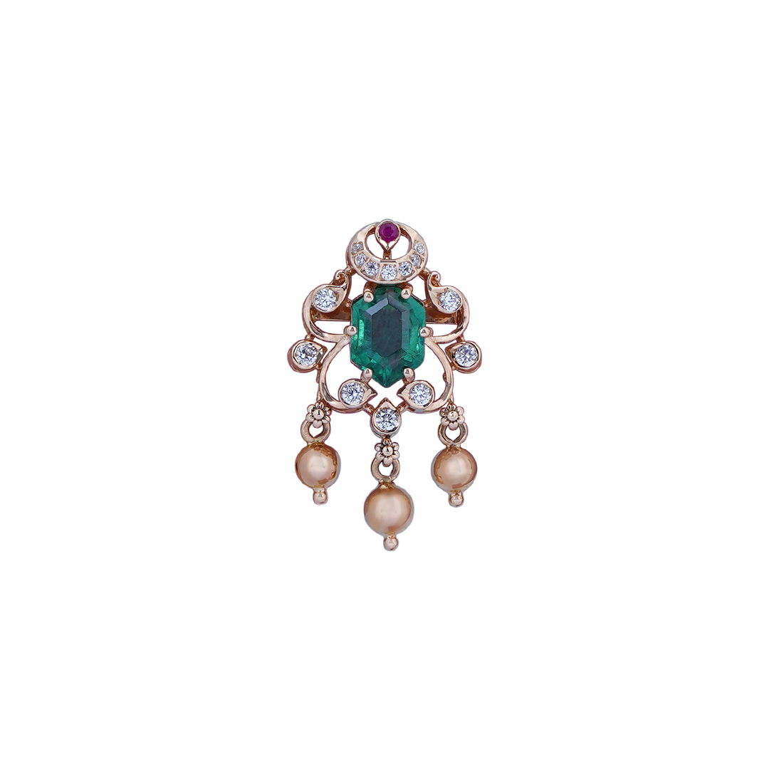 Rose Gold Diamond Design Earrings with Pendant