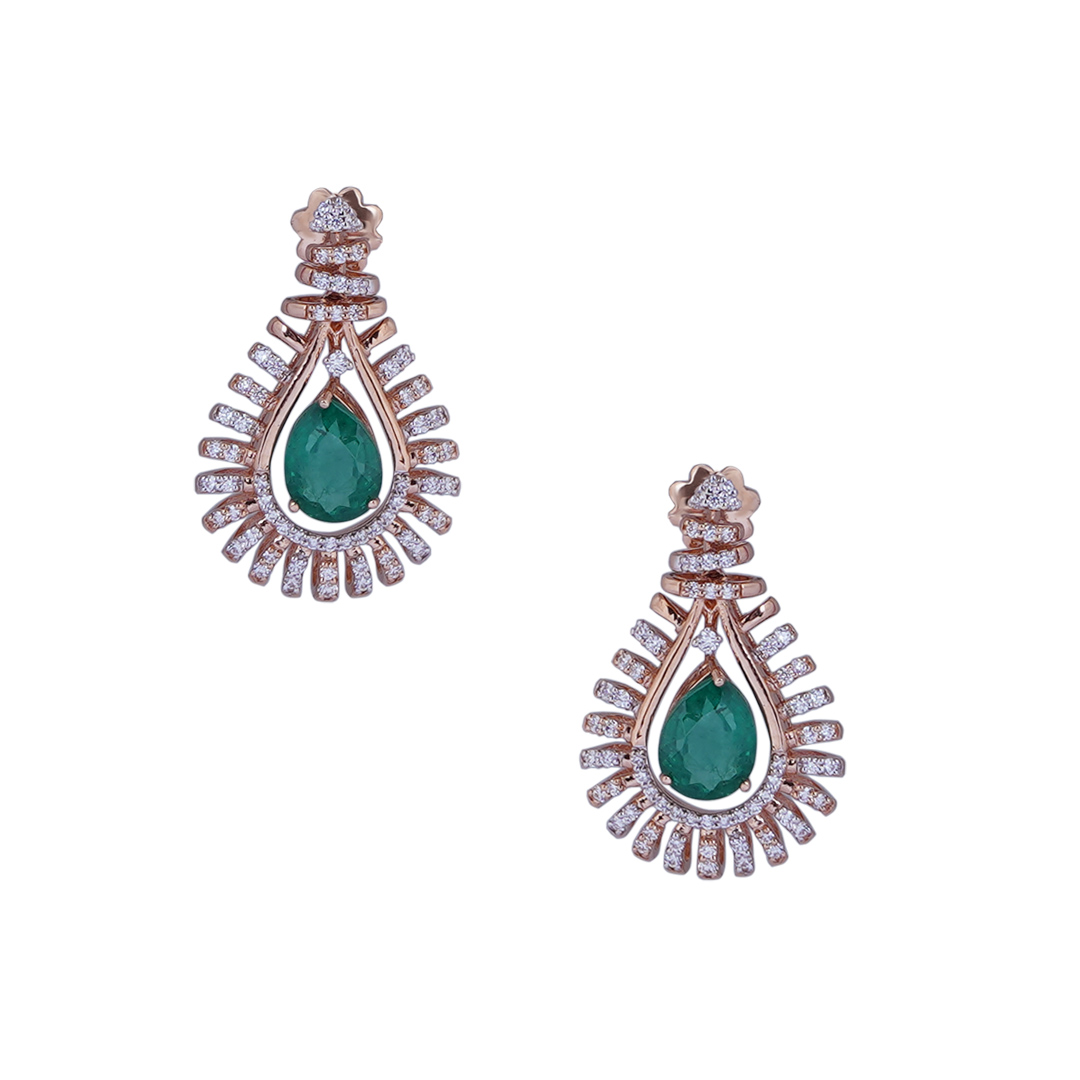 18KT Rose Gold Diamond Earrings with Open-Set