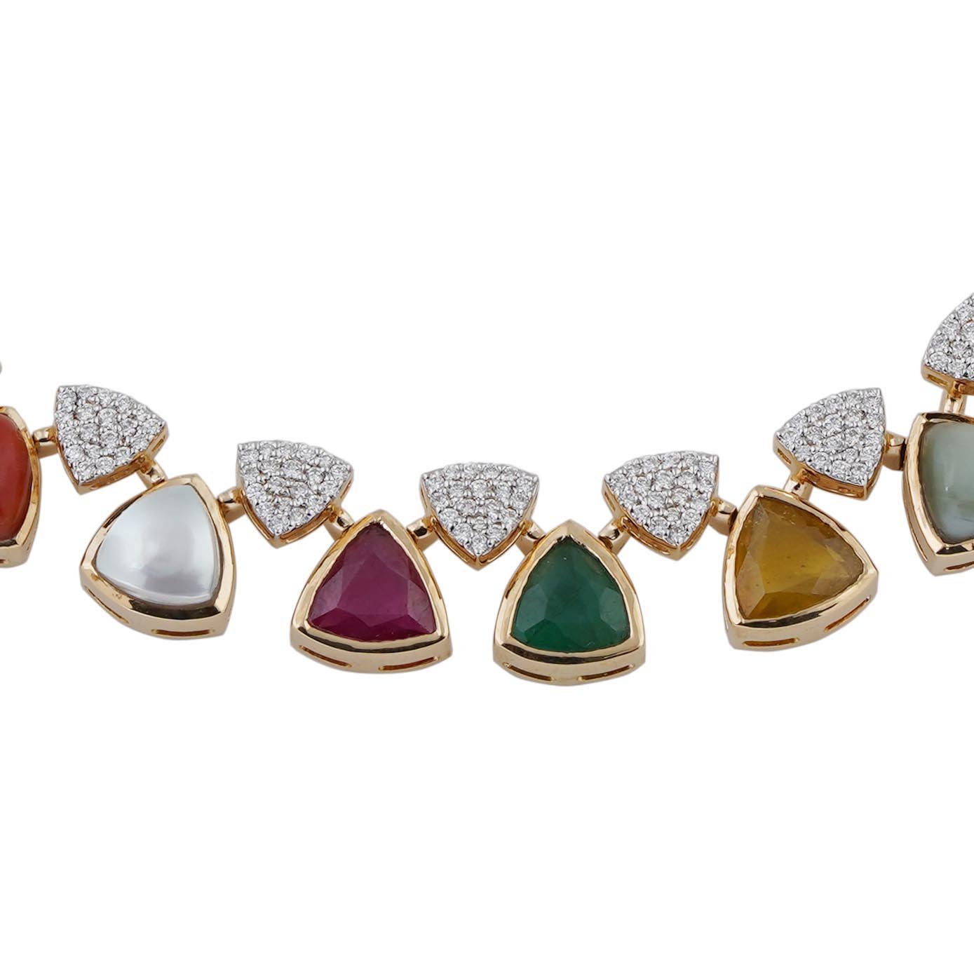Diamond Navarathna Necklace Open set 18kt