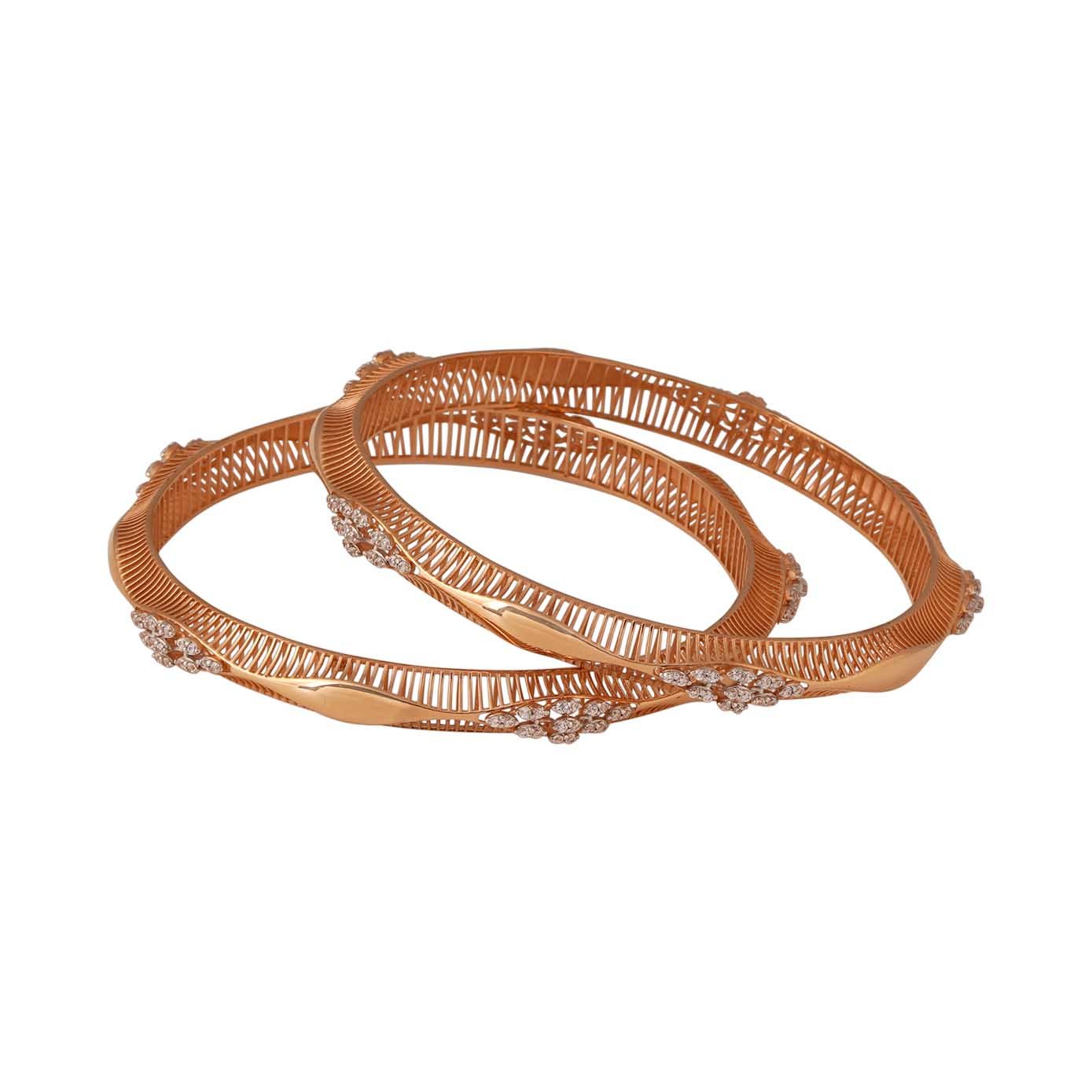 18kt Rose Gold Necklace with earrings along with Bangles