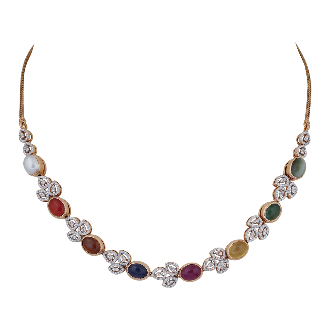 Diamond Navarathna Necklace open setting