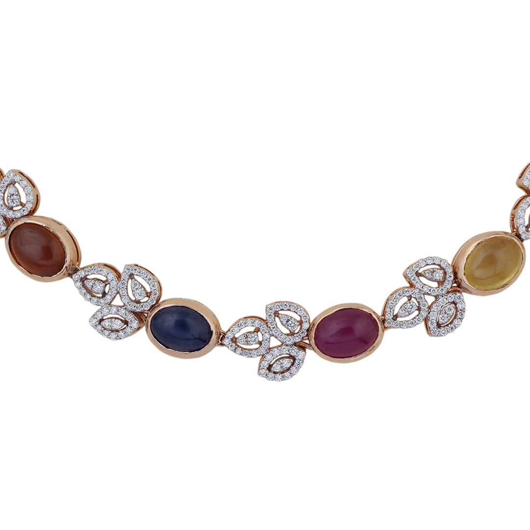 Diamond Navarathna Necklace open setting