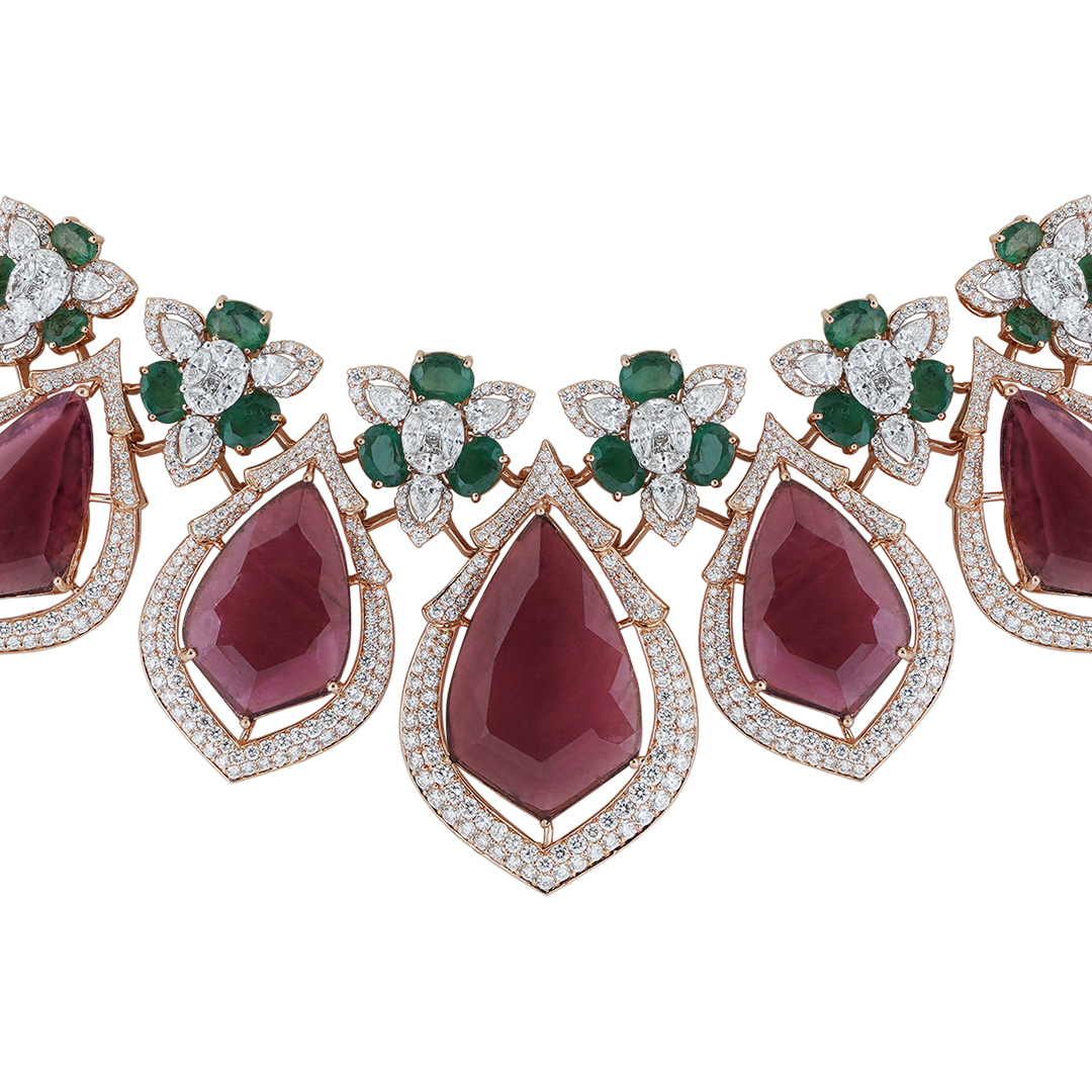 Ruby Diamond Necklace Open Setting 18kt