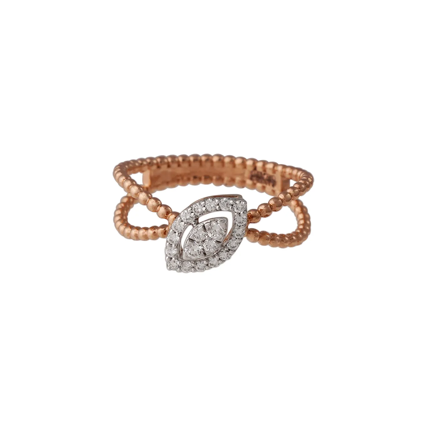 Marquise- Diamond and Yellow Gold Balls Ring
