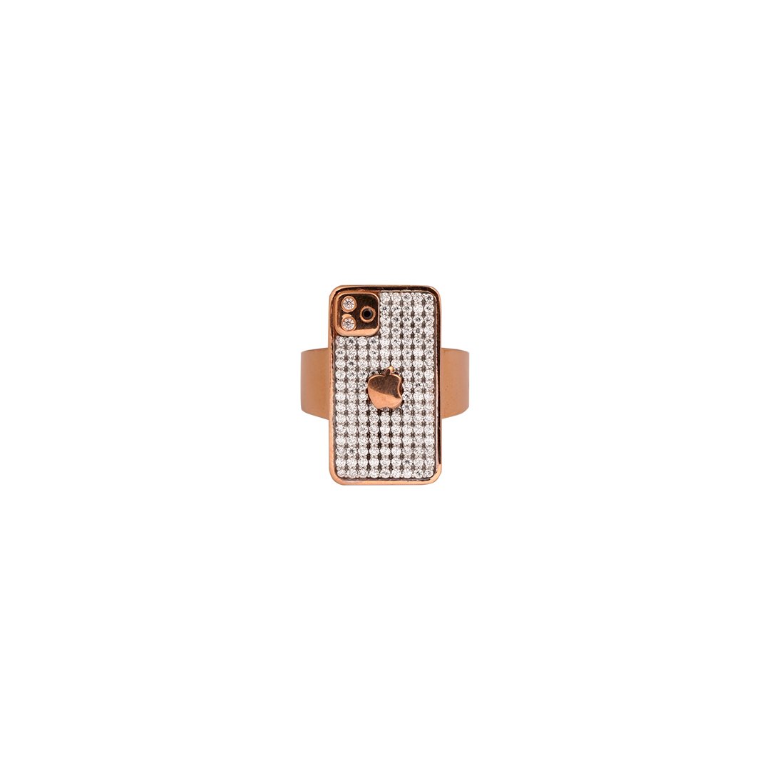 18kt rose gold gents stone ring