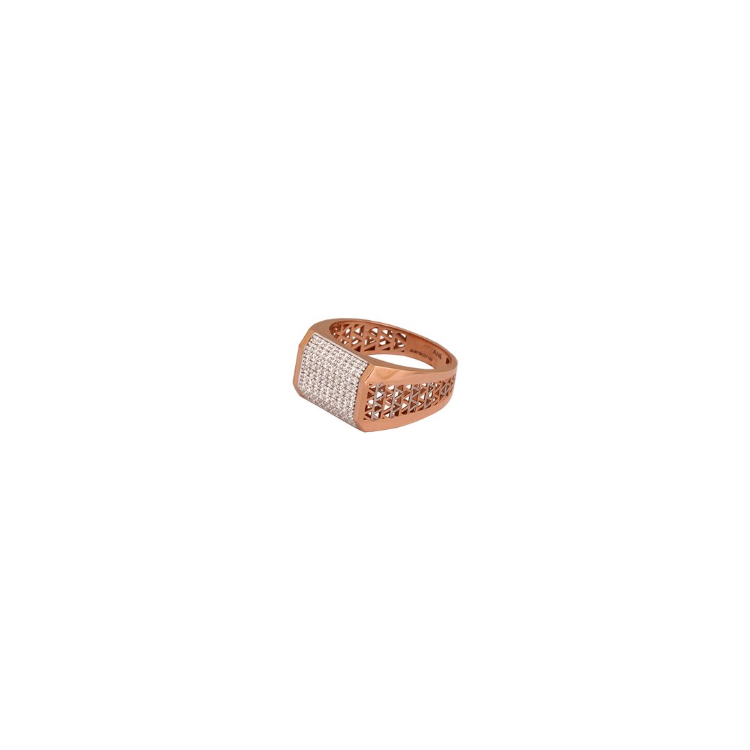 18kt rose gold gents stone ring