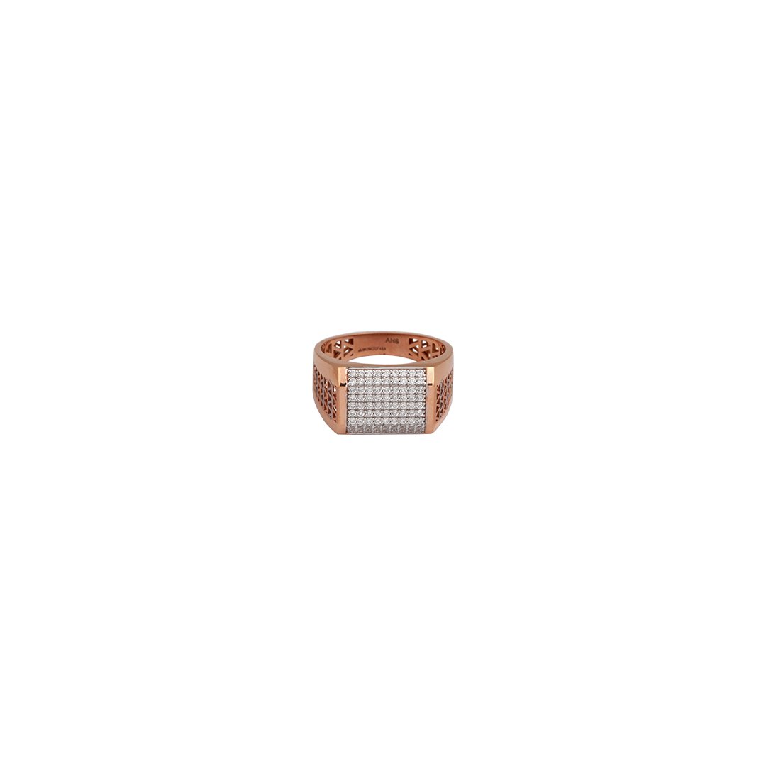 18kt rose gold gents stone ring