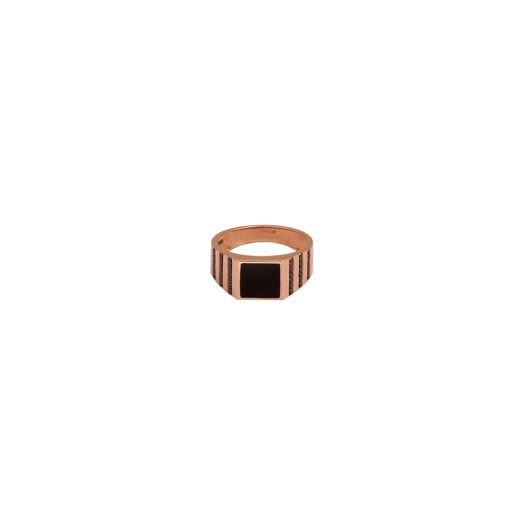 18kt rose gold gents stone ring