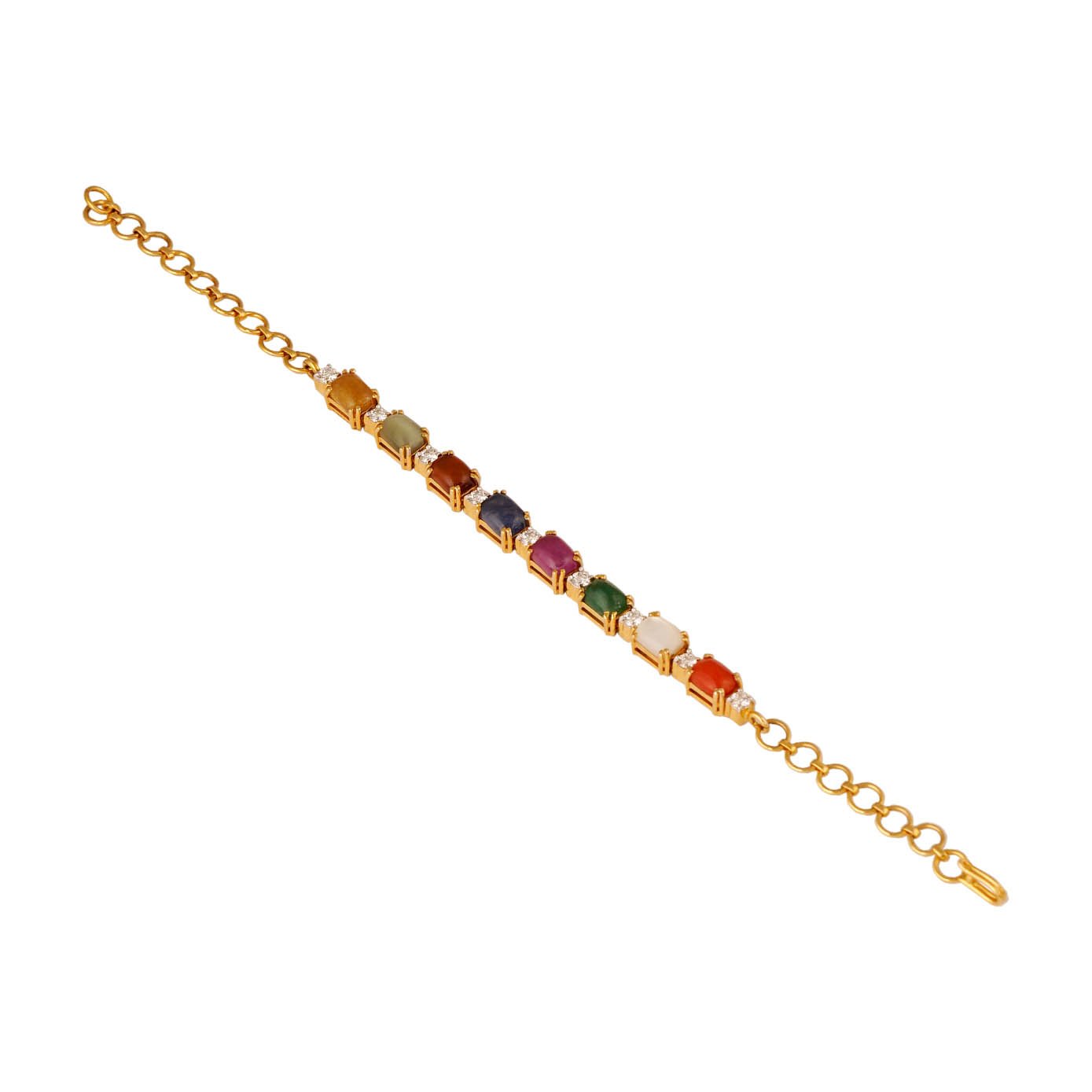 Diamond Navarathna Bracelet Open Setting 18kt
