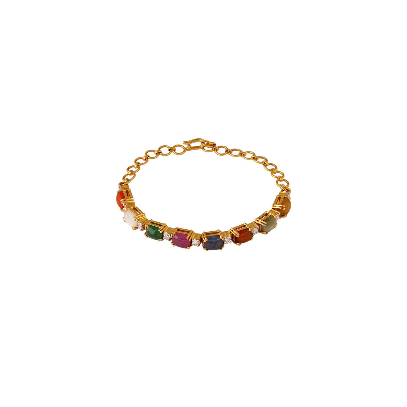 Diamond Navarathna Bracelet Open Setting 18kt