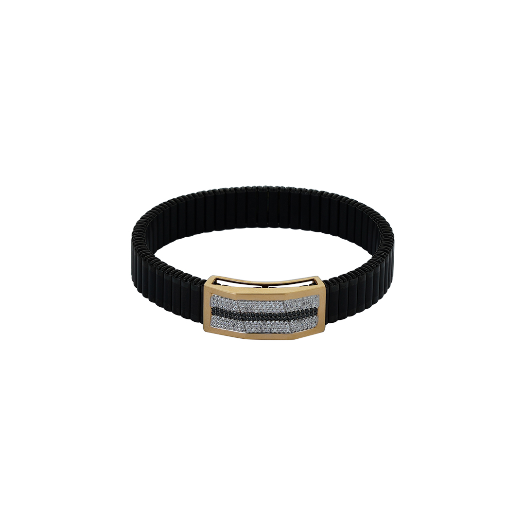 18kt Rose Gold Stone Bracelet with black belt