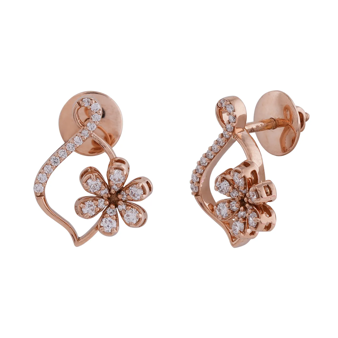 Palash  - Trendy diamond floral stud in 18k Rose Gold
