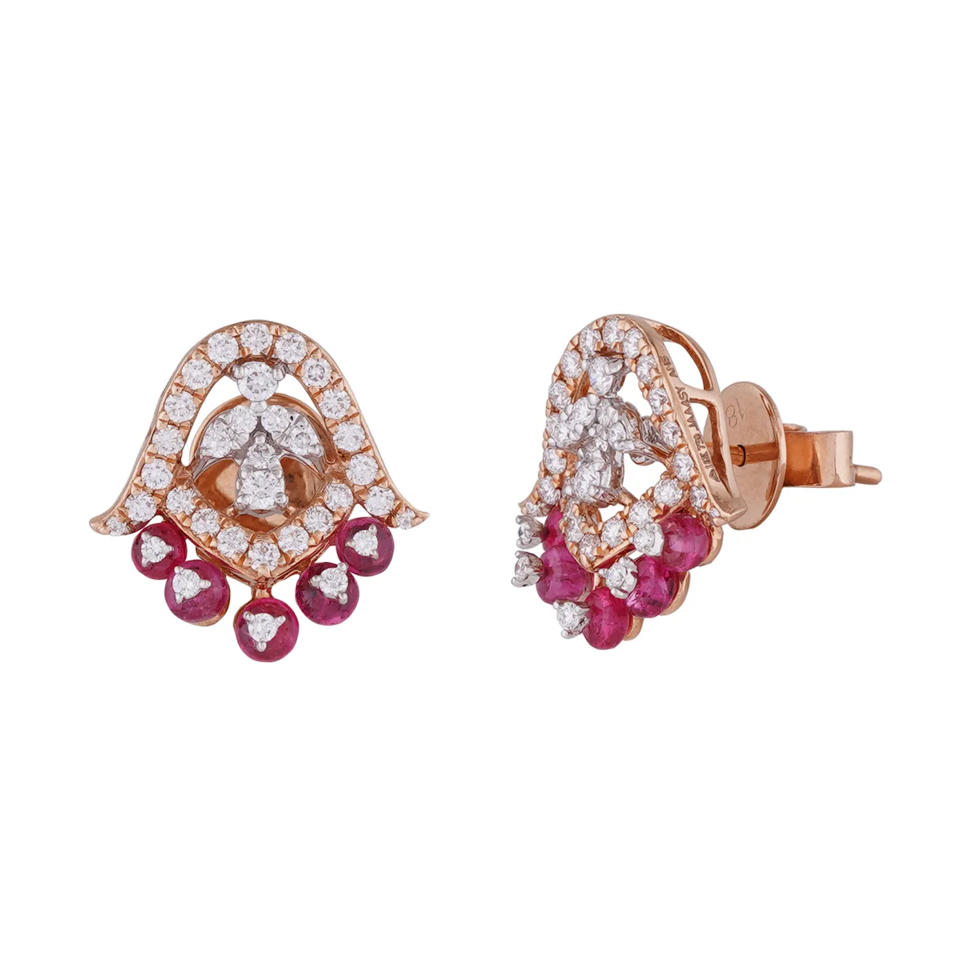 Rose Gold with Pink Stones & Diamond Stud