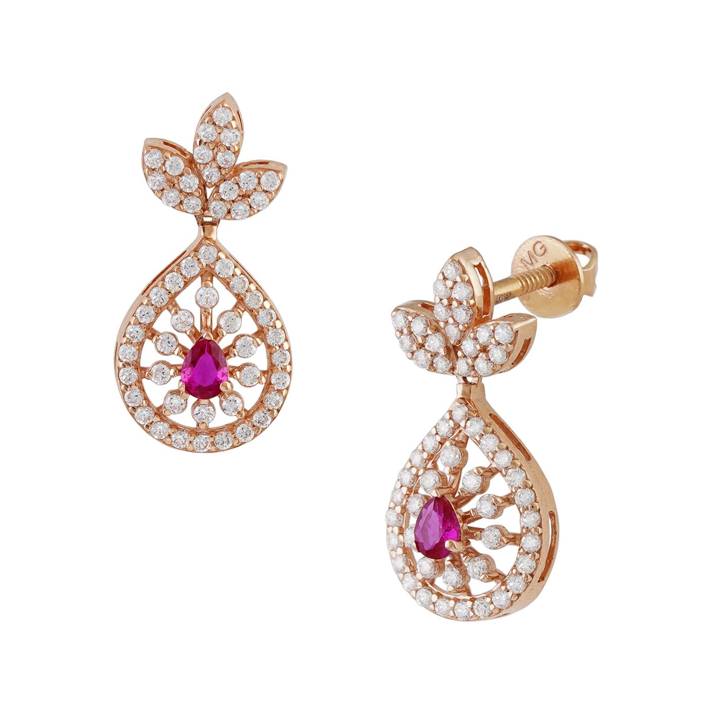 18kt rose gold stone earring