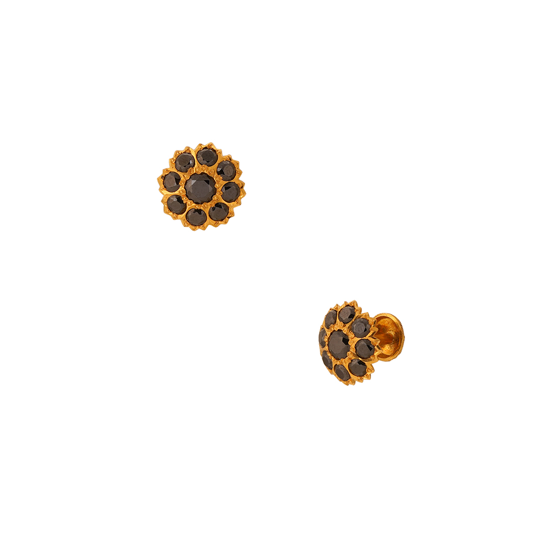 Black Open Round Stud