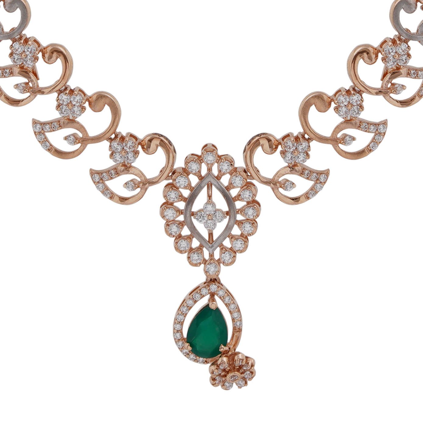 18kt Rose Gold Stone Necklace with Back Chain