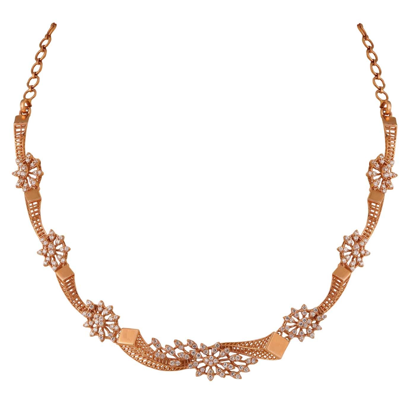 18kt Rose Gold Necklace with earrings along with Bangles