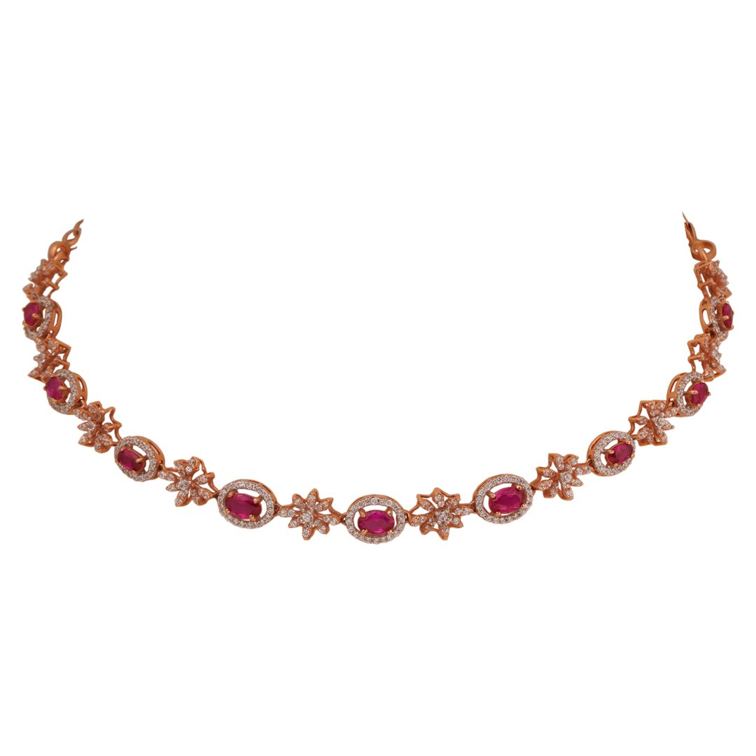 18kt rose gold stone necklace