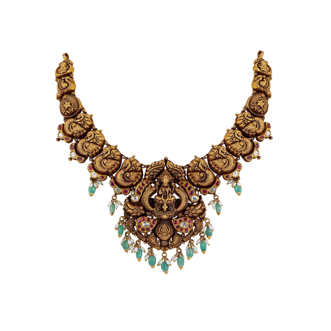 Antique Stone Haram – Temple Elegance in Gold