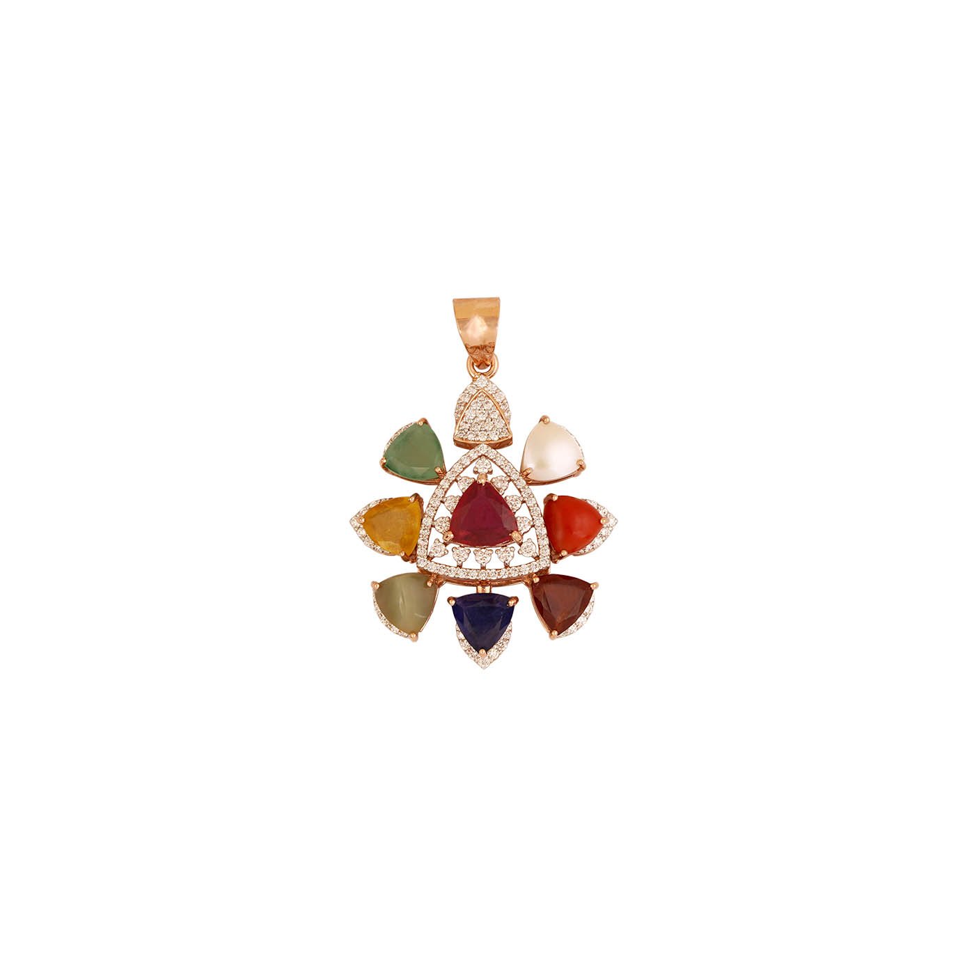 Diamond Navarathna Pendant Open Setting 18kt